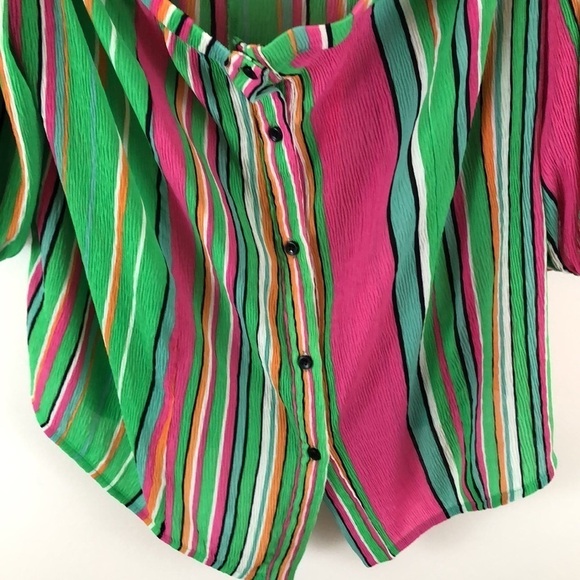 TOV Los Angeles Striped Guaze Off Shoulder Top Size 42/Large - Picture 4 of 7